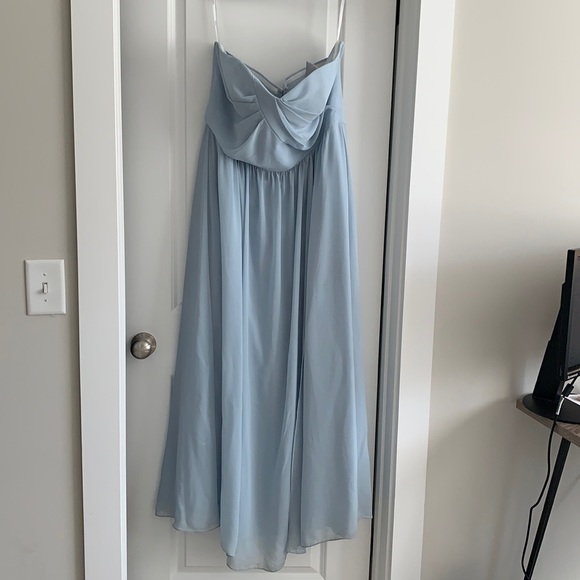 Strapless Georgette A-Line Gown Blue Mist - Picture 3 of 6